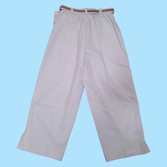 Vintage 80s Deadstock Belted Pull On Pants White Cropped Capri Length Size S - Picture 5 of 9